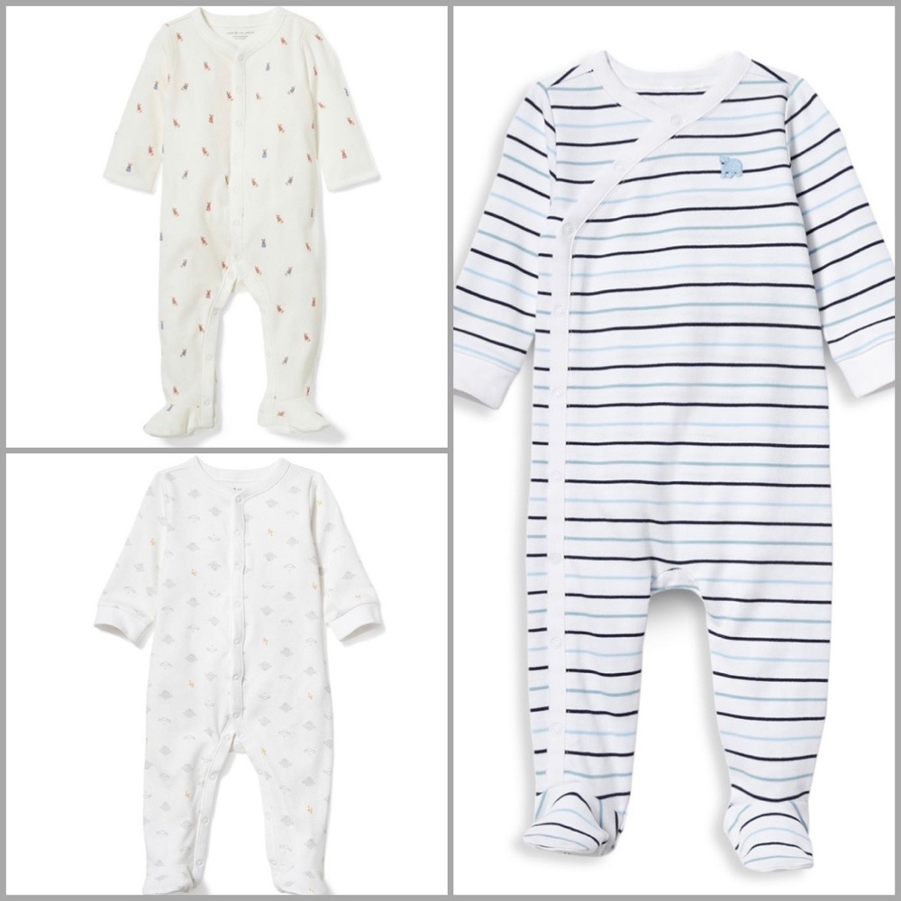 Janie and Jack bundle 3 snap footie 0-3months